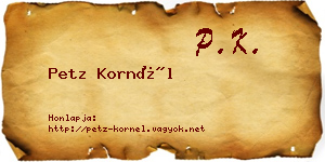 Petz Kornél névjegykártya